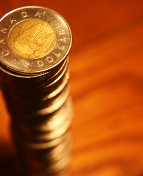 This photo of a stack of Canadian "Toonies" (two dollar pieces) was taken by photographer Andrew Hildebrand from St. Catherine's in Ontario, Canada.